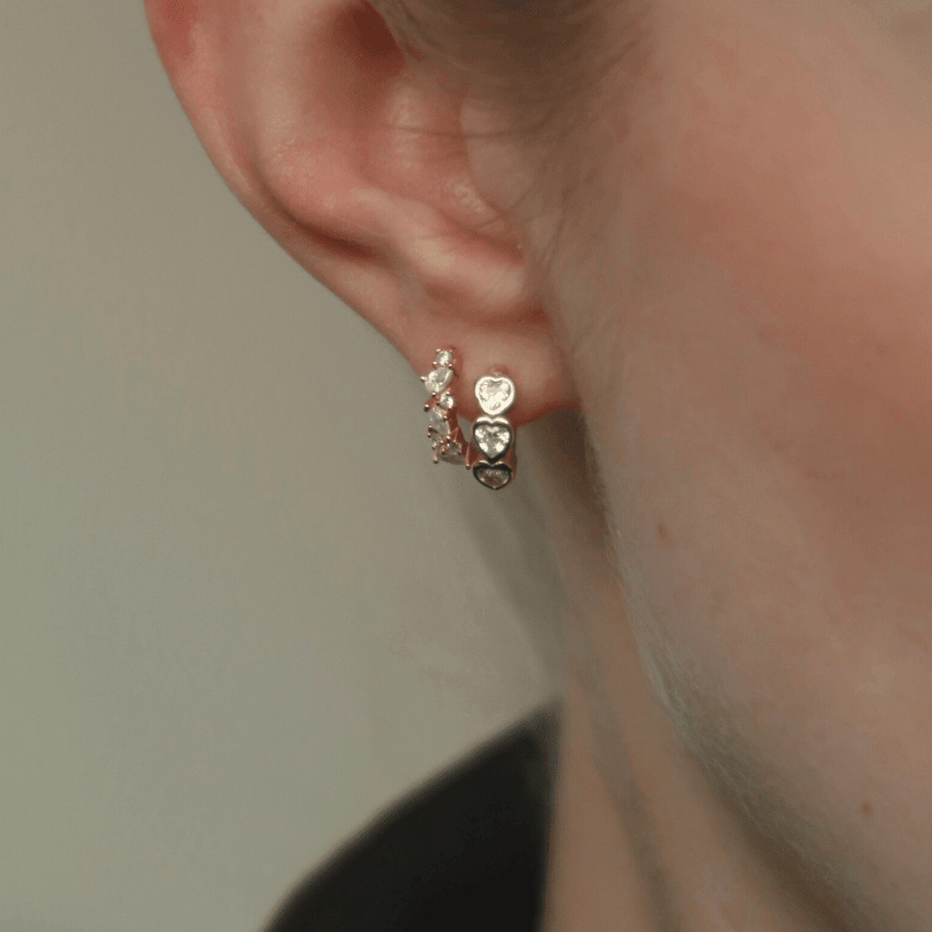 AMIE Heart Stack Huggies - Charcol Accessories