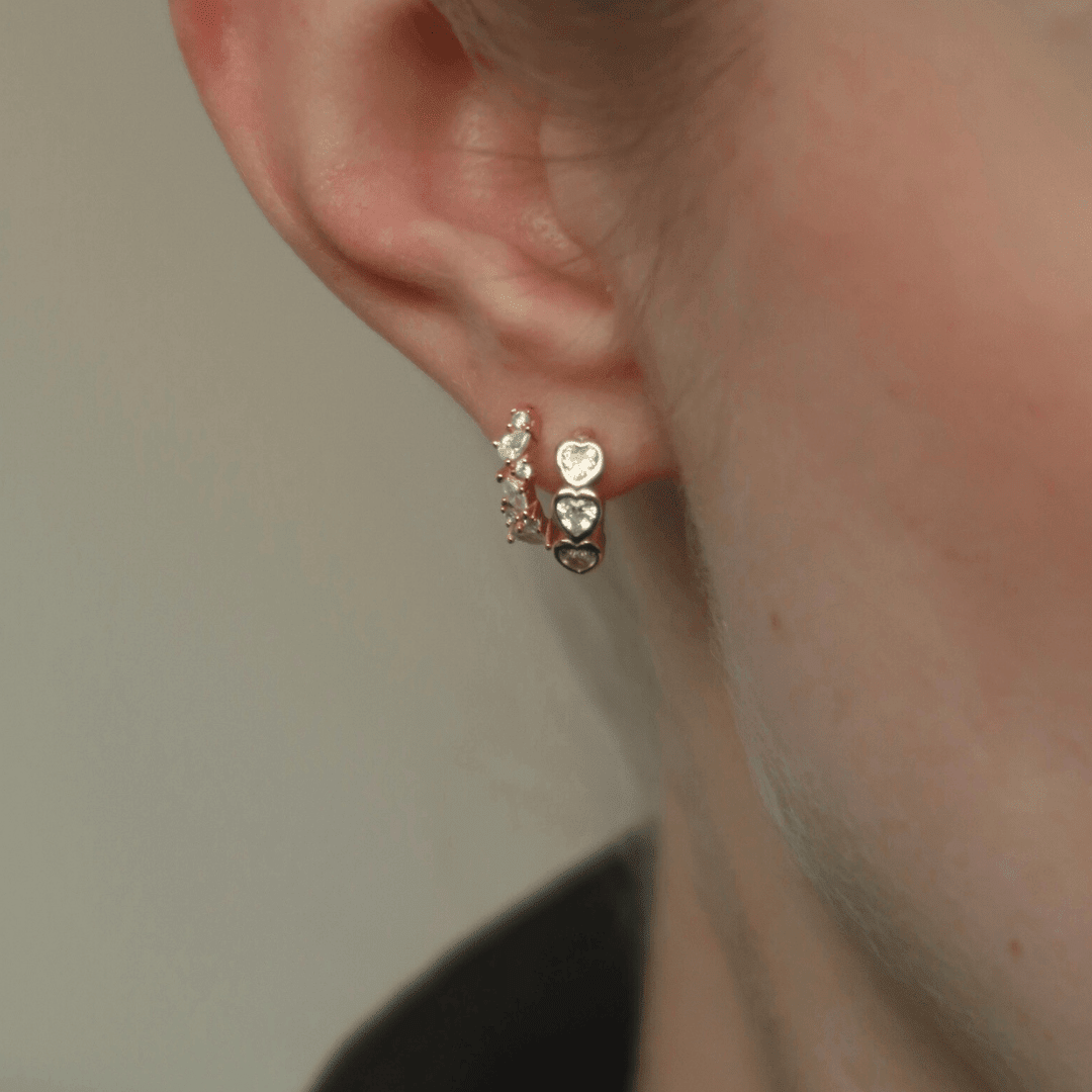 AMIE Heart Stack Huggies - Charcol Accessories