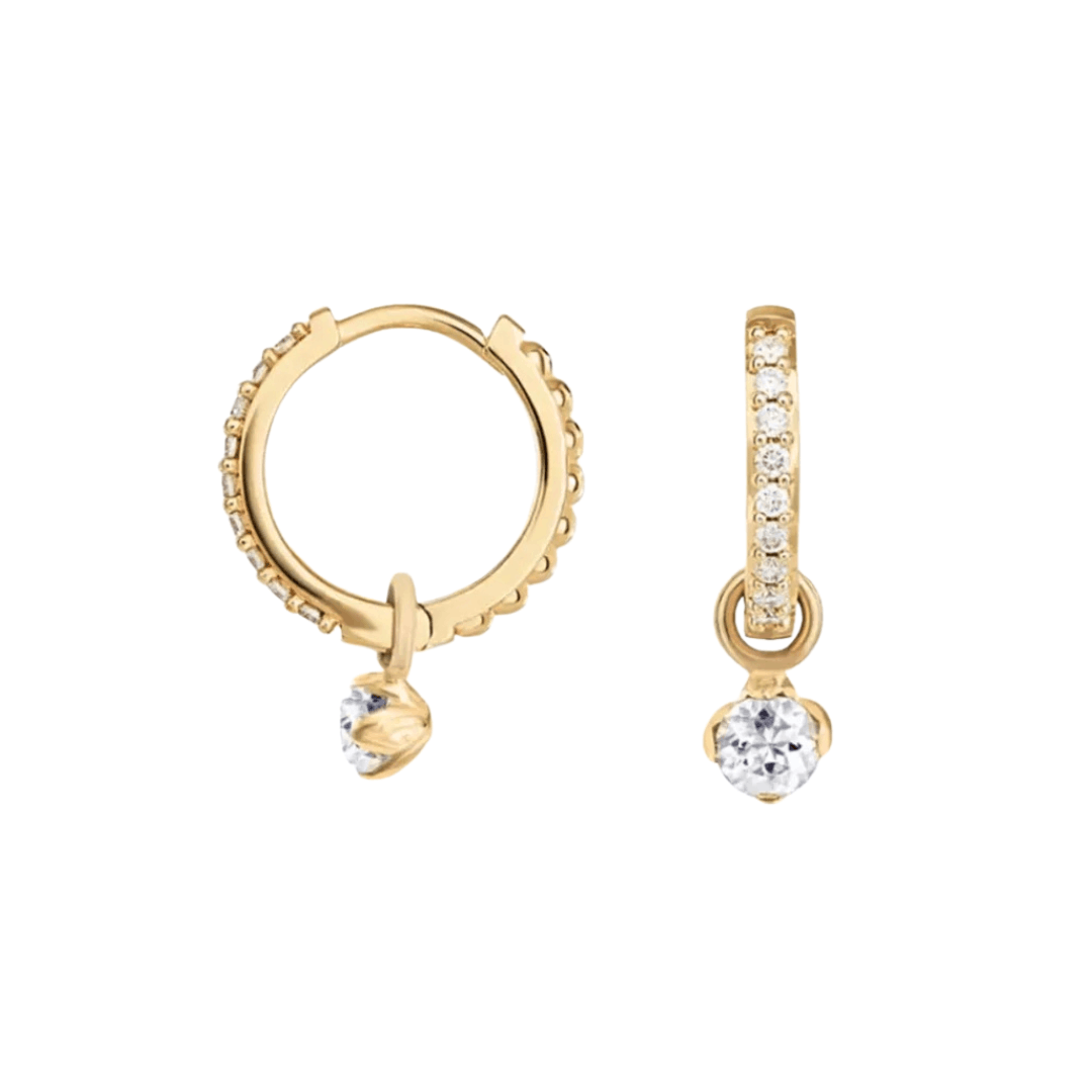 JENNIE Solitaire Drop Huggies - Charcol Accessories