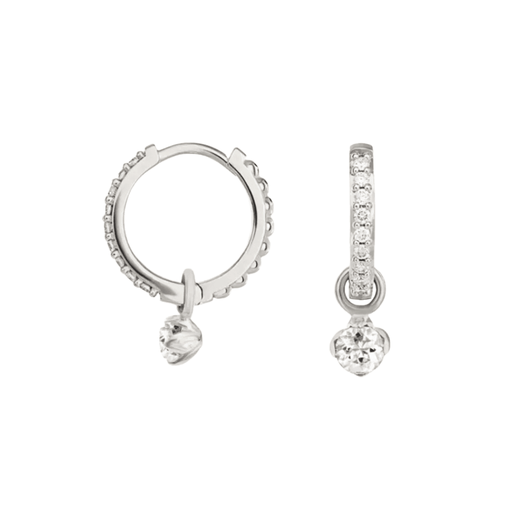 JENNIE Solitaire Drop Huggies - Charcol Accessories