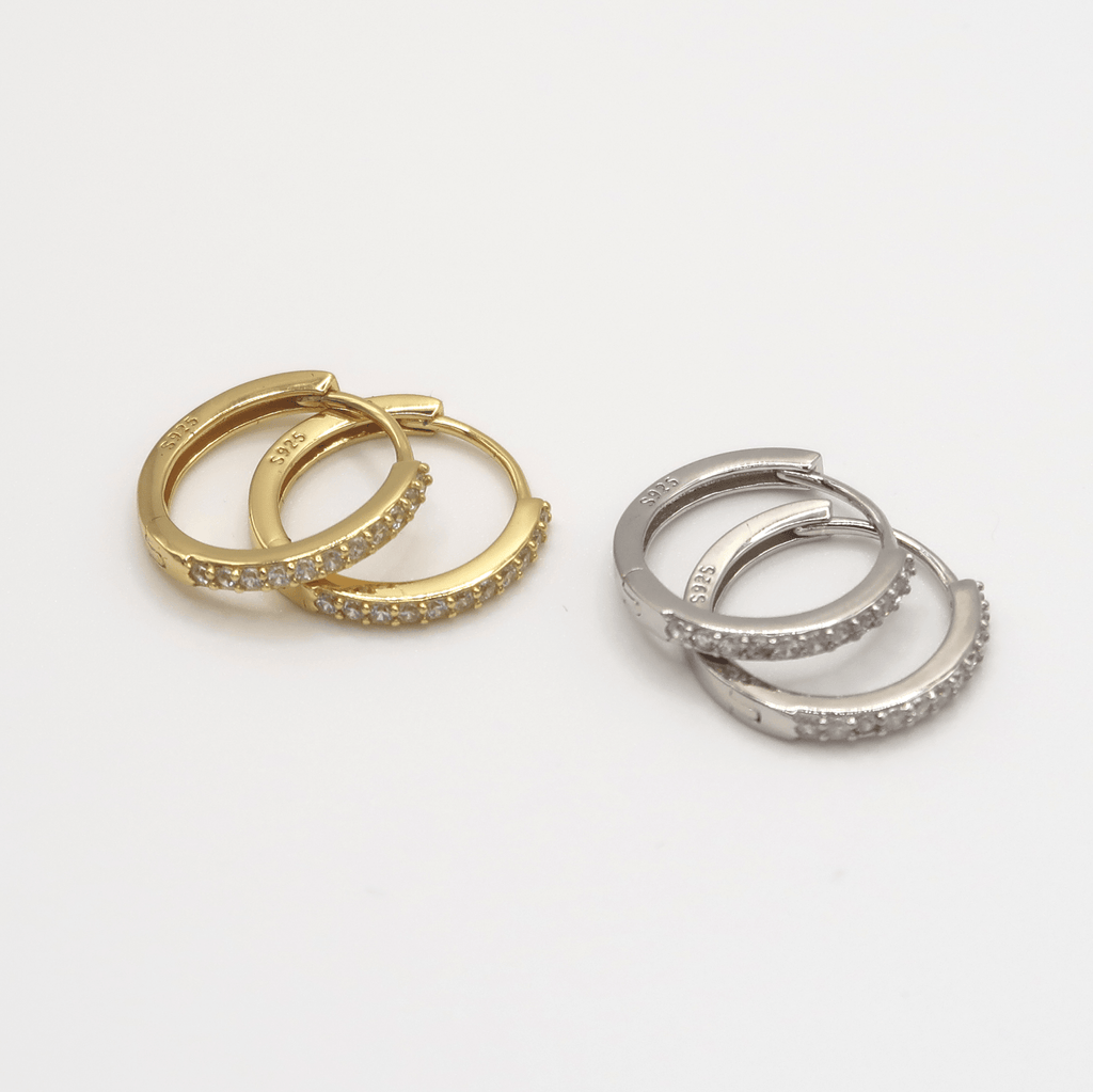 FLORENCE Crystal Hoops 13mm - Charcol Accessories