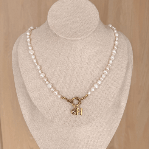 Baroque Pearl Charm Necklace - Charcol Accessories
