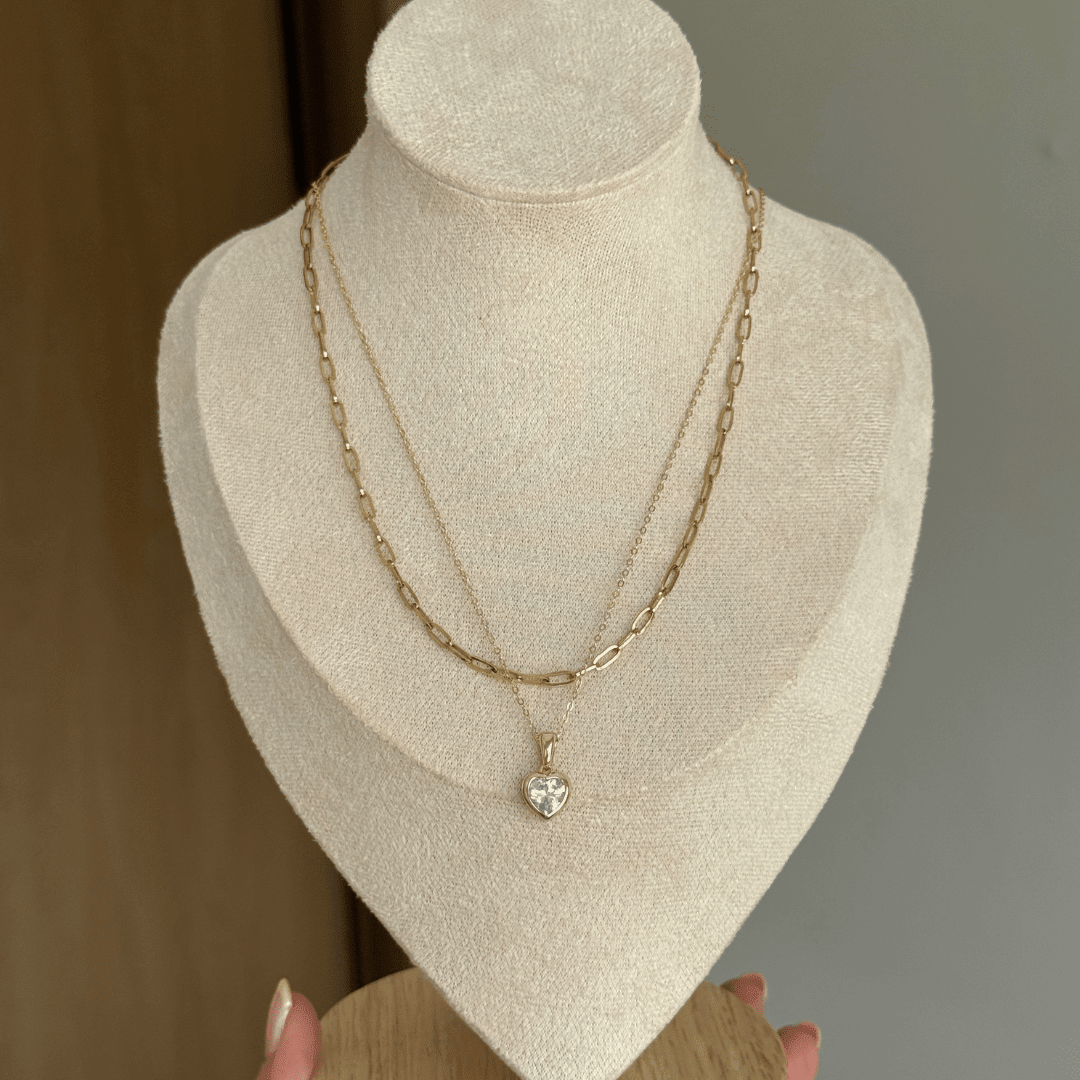 AMIE Heart Pendant Necklace - Charcol Accessories