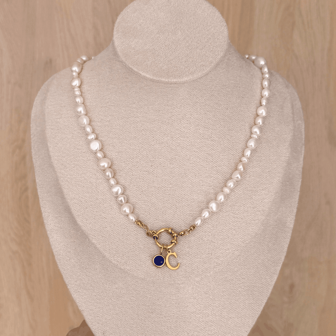 Baroque Pearl Charm Necklace - Charcol Accessories