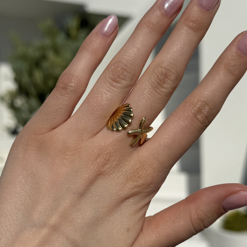 HALLIE Starfish Ring - Charcol Accessories
