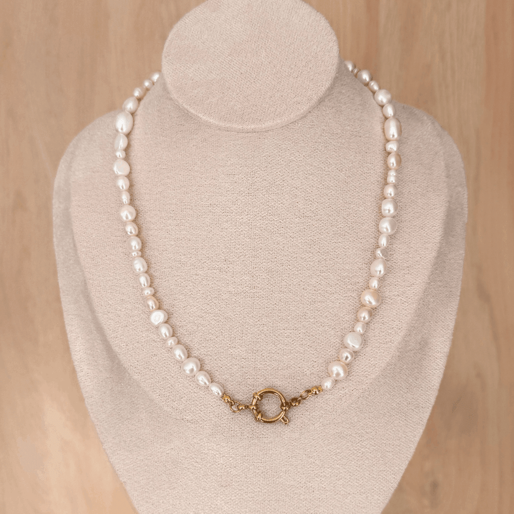 Baroque Pearl Charm Necklace - Charcol Accessories