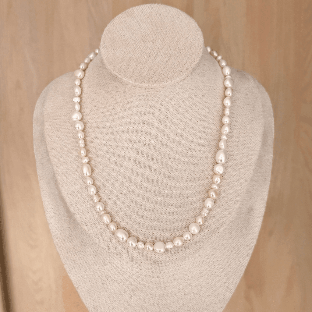 Baroque Pearl Charm Necklace - Charcol Accessories
