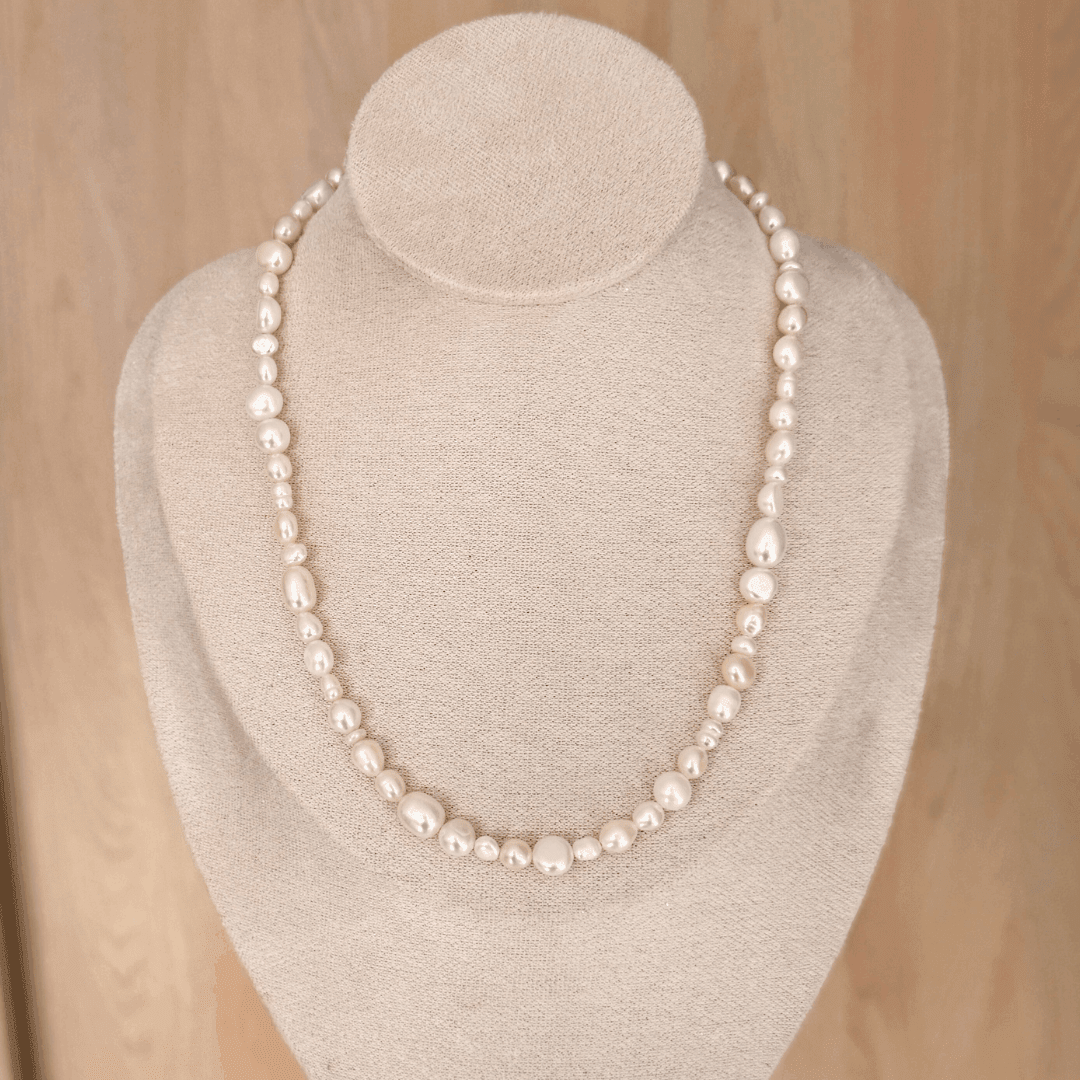 Baroque Pearl Charm Necklace - Charcol Accessories