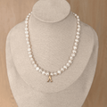 Nugget Pearl Initial Necklace - Charcol Accessories