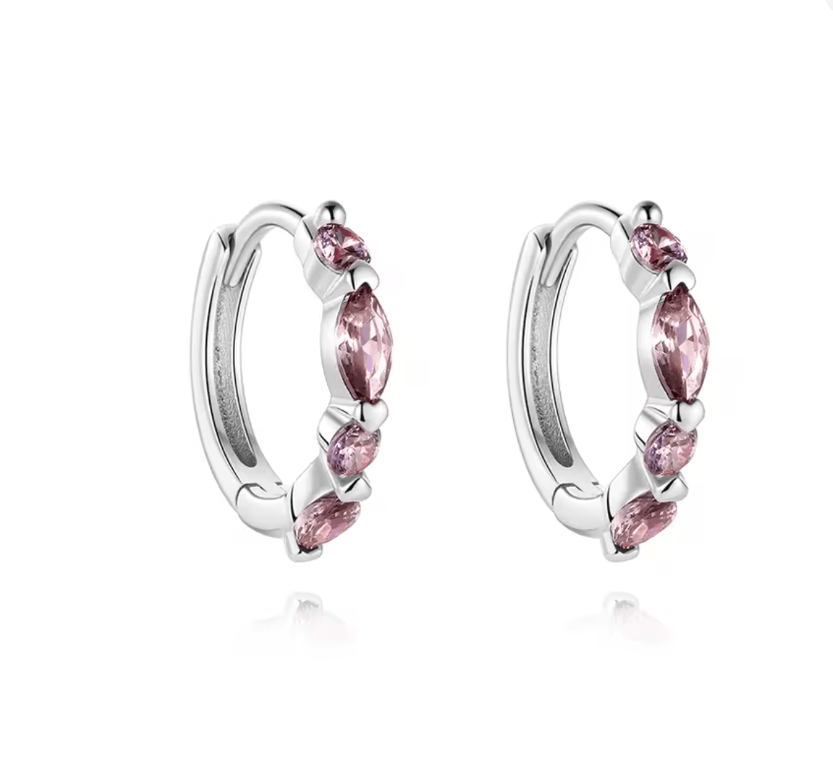 BLITHE Lilac Crystal Huggies - Charcol Accessories