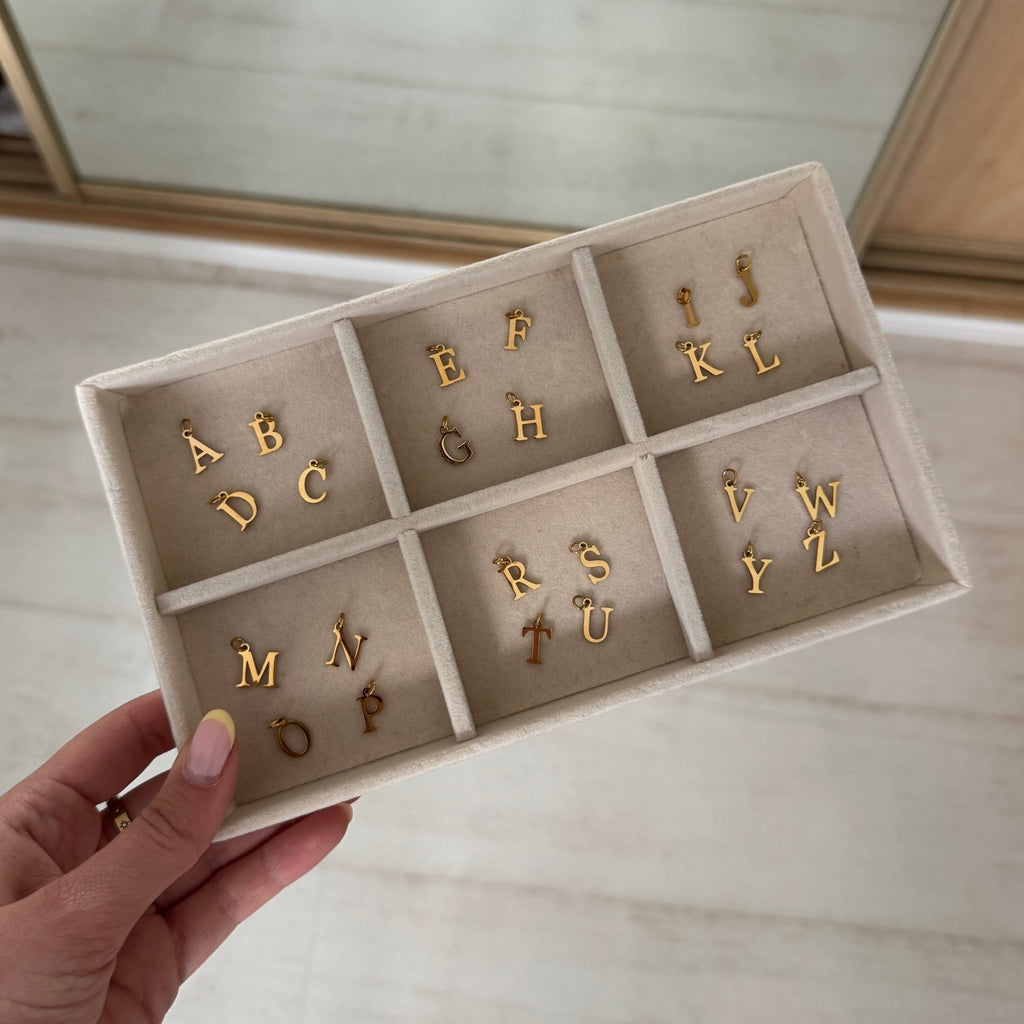 Mini Nugget Pearl Initial Necklace - Charcol Accessories