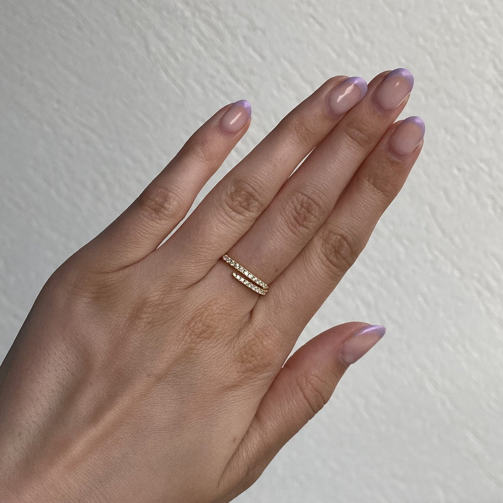 FLORENCE Crystal Open Ring - Charcol Accessories