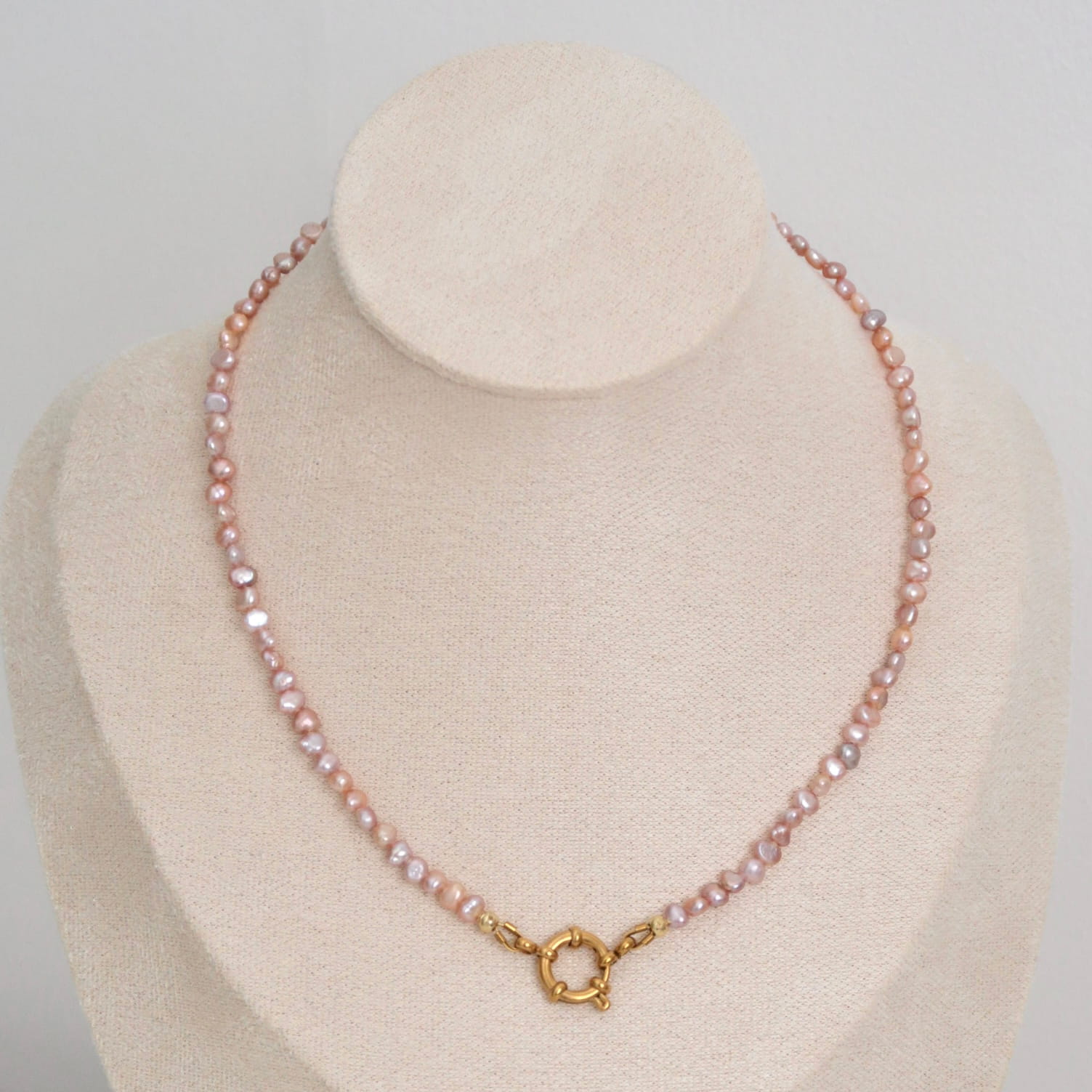 Mini Nugget Pearl Clasp Necklace 