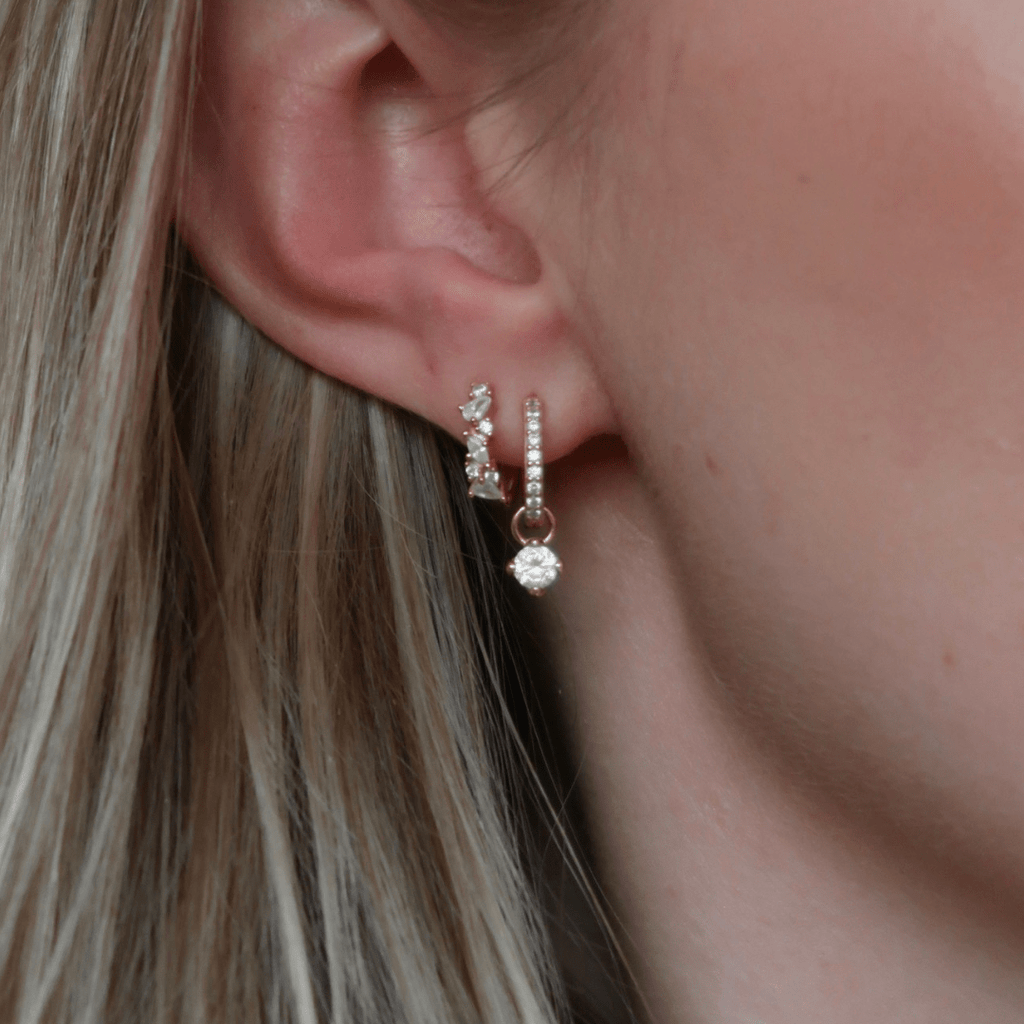 ETTA Crystal Cluster Huggies - Charcol Accessories