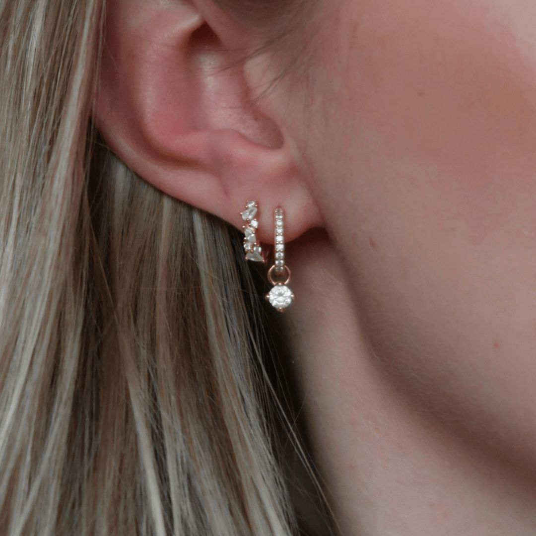 JENNIE Solitaire Drop Huggies - Charcol Accessories