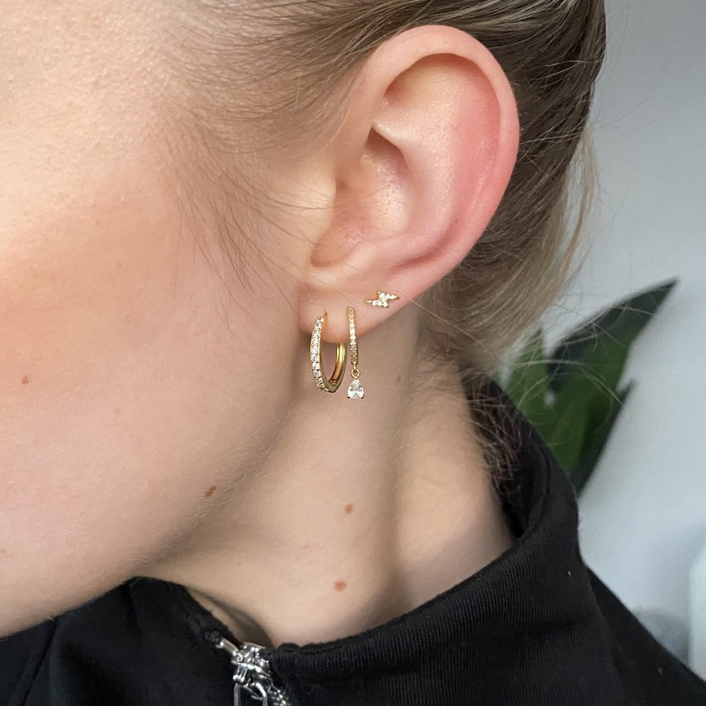 FLORENCE Crystal Hoops 13mm - Charcol Accessories