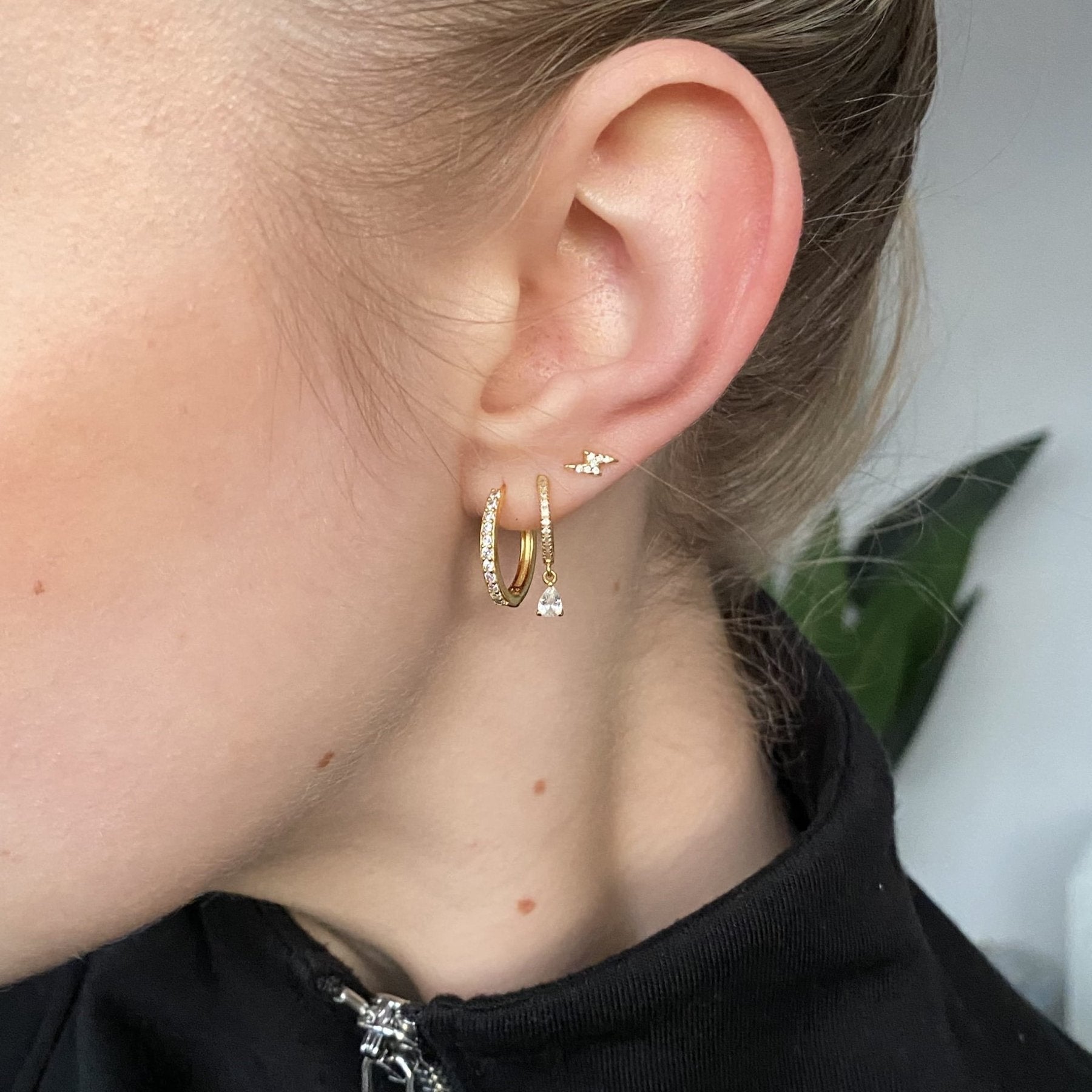 FLORENCE Crystal Hoops 13mm - Charcol Accessories