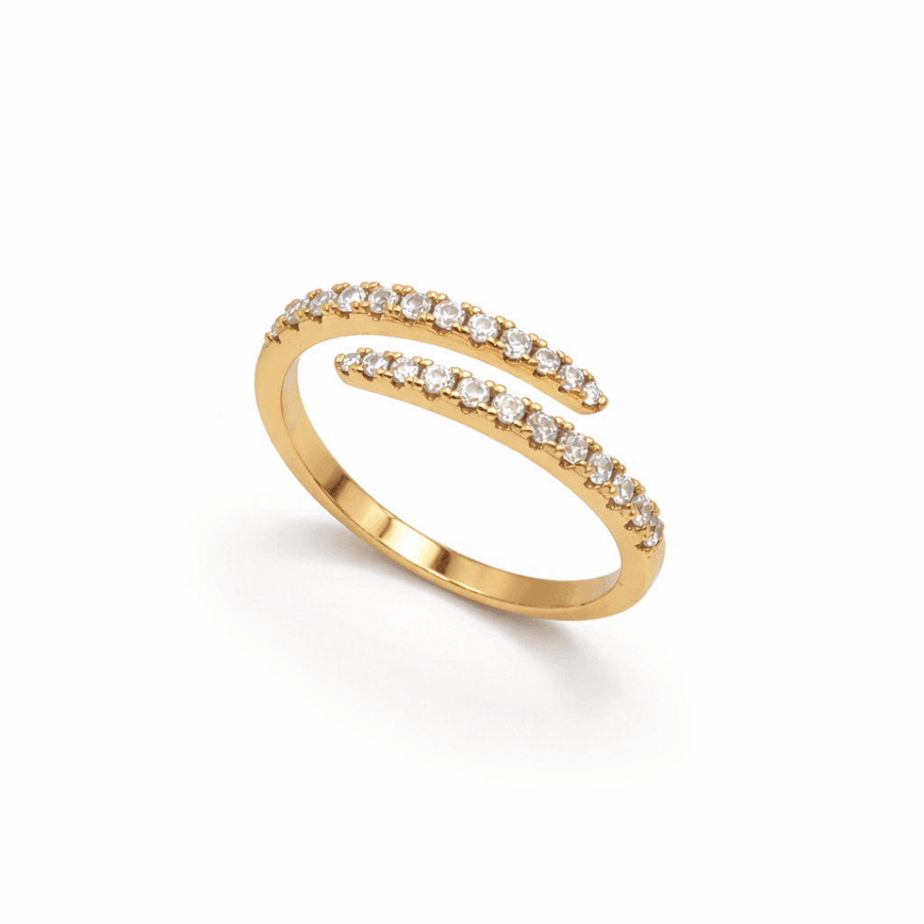 FLORENCE Crystal Open Ring - Charcol Accessories